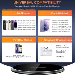15W Desktop LED Wireless Charger Pad Phone Holder For iPhone 17 16 15 14 13 Pro Max Samsung Xiaomi Induction Fast Charging Stand