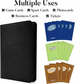 9 Pocket Zipper Card Binder, 360 Trading Card Holder Book, Premium PU Cover Zip Binder for Cards, Durable Side Loading Card