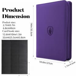 9 Pocket Zipper Card Binder, 360 Trading Card Holder Book, Premium PU Cover Zip Binder for Cards, Durable Side Loading Card