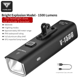 TOSUOD Bicycle Front Light 1500 Lumens 4800mAh Bike Light Splash Resistant Water USB Charging Cycling Lamp Accessories