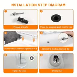 2pcs Expansion Screw Toilet Seat Top Fix Seat Hinge Hole Fixings Well Nut Screw Rubber Back To Wall Toilet Cover Accessories