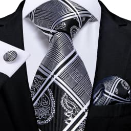 Men Tie Orange Paisley Luxury Polyester Wedding Prom 8cm Necktie Set Pocket Square Cufflinks Gift for Husband Men Accessory