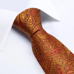 Men Tie Orange Paisley Luxury Polyester Wedding Prom 8cm Necktie Set Pocket Square Cufflinks Gift for Husband Men Accessory