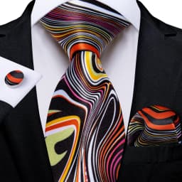 Men Tie Orange Paisley Luxury Polyester Wedding Prom 8cm Necktie Set Pocket Square Cufflinks Gift for Husband Men Accessory