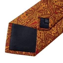 Men Tie Orange Paisley Luxury Polyester Wedding Prom 8cm Necktie Set Pocket Square Cufflinks Gift for Husband Men Accessory