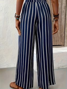 Striped Wide-Leg Pants Women loose Casual Pants Spring and Summer New High Waist straight-leg loose Pants Trousers