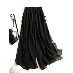 Vintage Women's Wide-Leg Pants High-Waisted Skirt Pants Loose Casual Straight-leg Pants Summer Chinese Style Women's Trousers