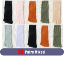 Women Girls Thick Five Finger Socks Winter Warm Colorful Coral Fleece Fluffy Toe Socks Soft Cozy Hosiery Female Floor Slippers