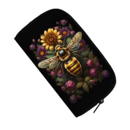 Cute Bee Dragonfly Moth Butterfly Wallet Fantasy Honey Bee Flowers Money Bags ID Credit Card Holder Insects Long Clutch Pouch