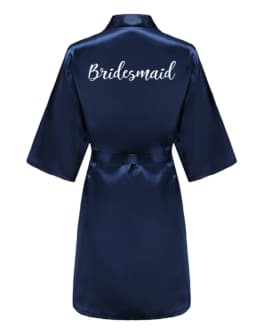 Satin Silk Robes Plus Size Wedding Bathrobe Bride Bridesmaid Mother Maid of Honor Gown Women Clothing Sleepwear Navy Blue