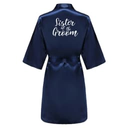 Satin Silk Robes Plus Size Wedding Bathrobe Bride Bridesmaid Mother Maid of Honor Gown Women Clothing Sleepwear Navy Blue
