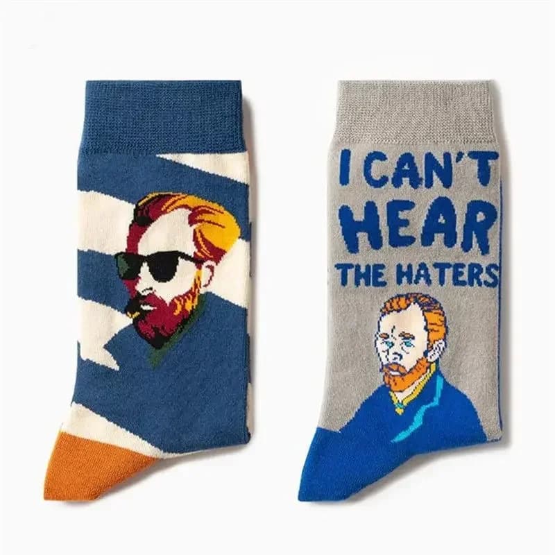Van Gogh Series Socks Famous Painting European and American Style Cartoon Men and Women in Tube Cartoon Cotton Socks