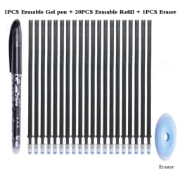 0.5mm Erasable Pen Set Blue Black Ink Gel Pen Erasable Refill Rod Washable Handle School&Office Writing Stationery Gel Ink Pen