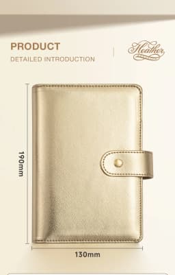 A6 Gold Purple Black Loose Leaf Binder Notebook Cover Gold Ring Diary Agenda Planner Paper Cover School Stationery