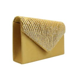 Women'S Fashion Elegant Clutches Trend Satin Rhinestone Shoulder Bag With Thin Chain Party Banquet Dress Matching Evening Bags
