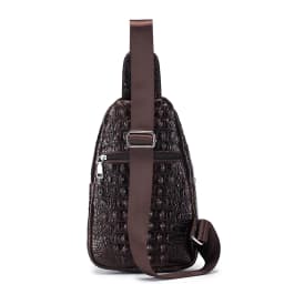 SCHLATUM Men's Genuine Leather Vintage Crocodile Pattern Chest Bag Luxury Men Crossbody Travel Bag Multifunction Sling Bags