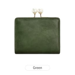 Women's Wallet Short Compact Three Layer LargeCapacity Retro Pearl Wallet High QualityPU Leather Multi Card Seat/Coin ZeroWallet
