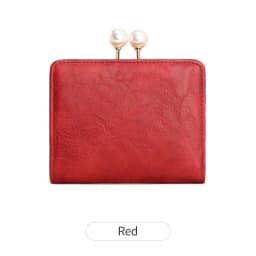 Women's Wallet Short Compact Three Layer LargeCapacity Retro Pearl Wallet High QualityPU Leather Multi Card Seat/Coin ZeroWallet