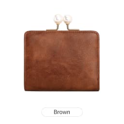 Women's Wallet Short Compact Three Layer LargeCapacity Retro Pearl Wallet High QualityPU Leather Multi Card Seat/Coin ZeroWallet