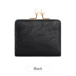 Women's Wallet Short Compact Three Layer LargeCapacity Retro Pearl Wallet High QualityPU Leather Multi Card Seat/Coin ZeroWallet