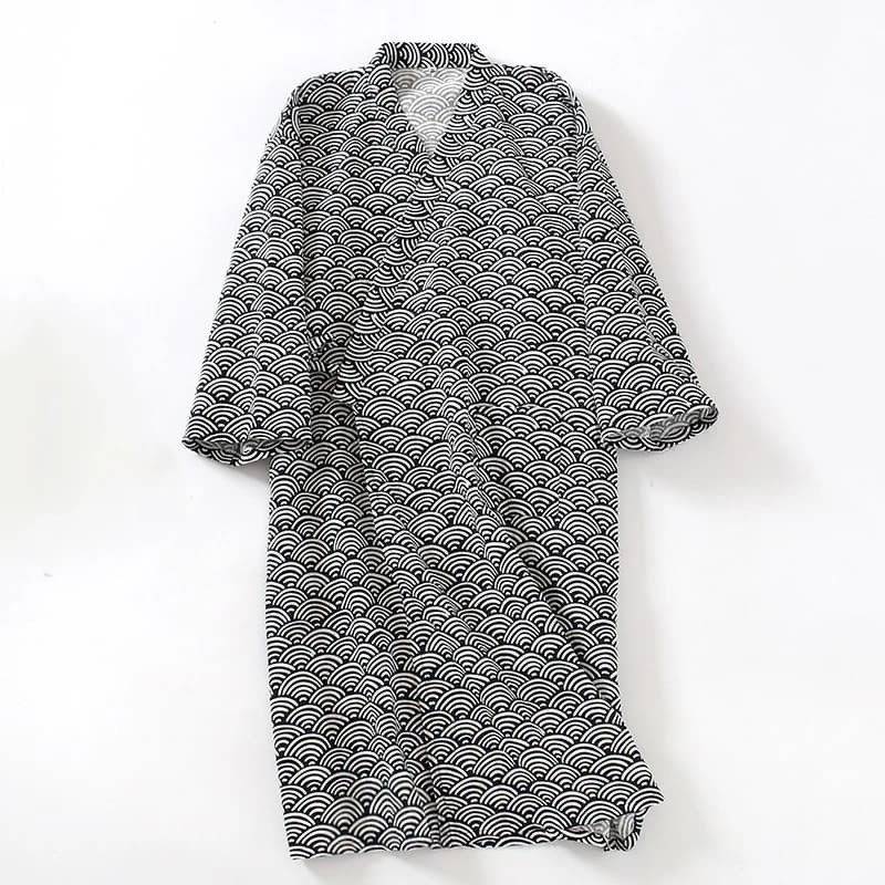 Japanese Style Kimono Bath Robe for Men Sauna Hotspring Home Wear Cotton Pajamas Spring Summer Sleepwear Monk Frock Robes
