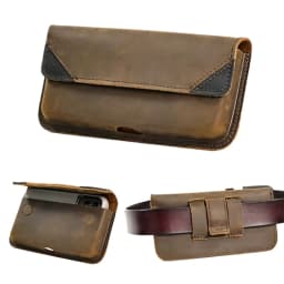 1pcGenuine Leather Waist Bag for Men, Casual Flip Cover, Phone Holster Case with Belt Clip, Mobile Phone Pouch for iPhone 15