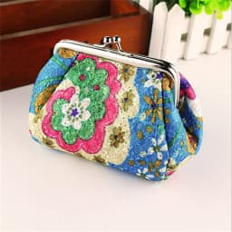 Women's Stylish Kiss Lock Storage Bag For Lipstick & Key,Floral Pattern Coin Purse