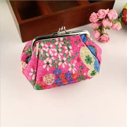 Women's Stylish Kiss Lock Storage Bag For Lipstick & Key,Floral Pattern Coin Purse