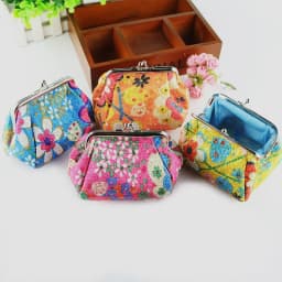 Women's Stylish Kiss Lock Storage Bag For Lipstick & Key,Floral Pattern Coin Purse
