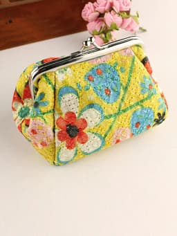 Women's Stylish Kiss Lock Storage Bag For Lipstick & Key,Floral Pattern Coin Purse