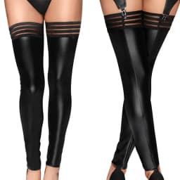 Women Sexy Latex Tights Pantyhose Patent Leather Lace Thigh Socks Stockings For Party Club Wear Hot Lingerie