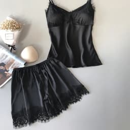 Sexy Lace Pajamas Suit Women V-Neck Sleepwear Lingerie Casual Nightwear
