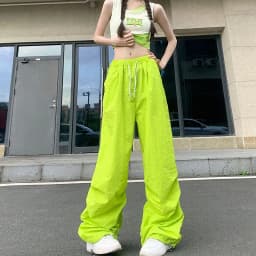 Xpqbb Y2K Parachute Black Pants Women Hip Hop Streetwear Oversize Pockets Cargo Trousers Harajuku Wide Leg Baggy Sweatpants Lady