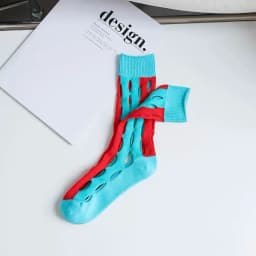 Summer Women's Mid-tube Chic Fashion Hollow Out Mesh Contrasting Colors Cotton Socks Street Soft Japanese Personality Hole Sox