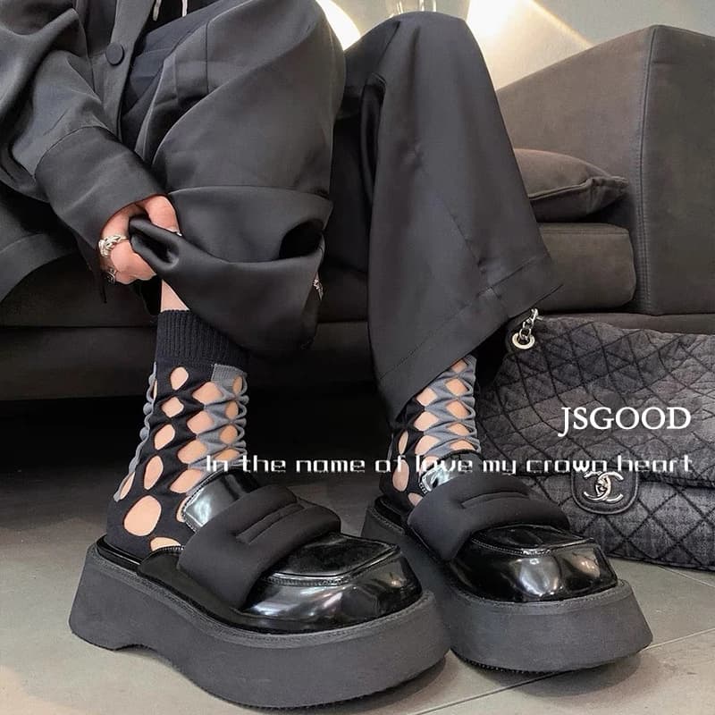 Summer Women's Mid-tube Chic Fashion Hollow Out Mesh Contrasting Colors Cotton Socks Street Soft Japanese Personality Hole Sox