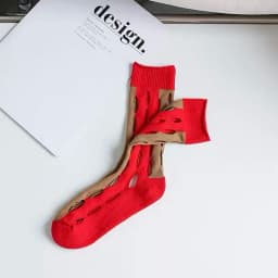 Summer Women's Mid-tube Chic Fashion Hollow Out Mesh Contrasting Colors Cotton Socks Street Soft Japanese Personality Hole Sox
