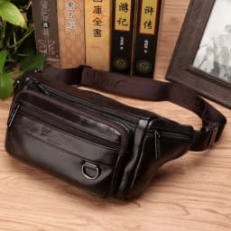 Men Waist Fanny Bags Sling Chest Bag Genuine Leather Casual Fashion Retro Crossbody Male Real Cowhide Loop Hip Belt Bum Bag