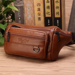 Men Waist Fanny Bags Sling Chest Bag Genuine Leather Casual Fashion Retro Crossbody Male Real Cowhide Loop Hip Belt Bum Bag
