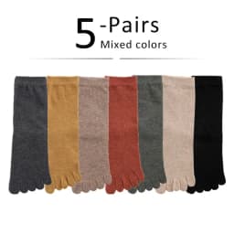 5 Pairs Cotton 5 Finger Short Socks For Woman Girl Solid Sweat-Absorbing Breathable Soft Elastic Harajuku Toe Socks 4 Seasons