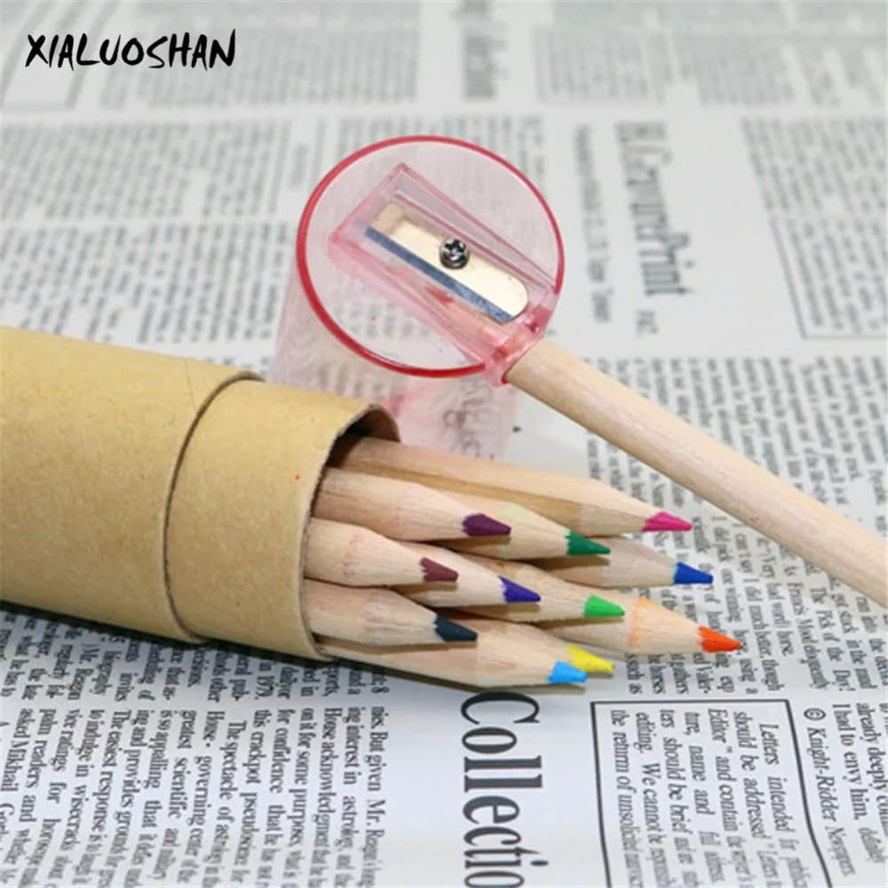 Children Drawing Art 12 Colors Pencil Barreled Colored Crayon Pencils School Student Painting Graffiti Pen Art class Supplies