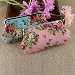 Women's Vintage Floral Pattern Coin Purse, Kiss-Lock Clutch Purse, Lightweight Wallet