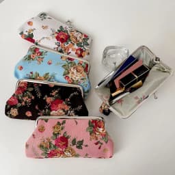 Women's Vintage Floral Pattern Coin Purse, Kiss-Lock Clutch Purse, Lightweight Wallet