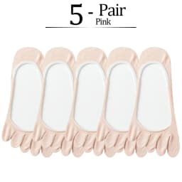 5 Pairs Summer Women Girl Toe Socks Invisible Cotton Solid Shallow Mouth Thin Breathable,Deodorant No Show 5 Finger Socks
