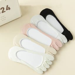 5 Pairs Summer Women Girl Toe Socks Invisible Cotton Solid Shallow Mouth Thin Breathable,Deodorant No Show 5 Finger Socks