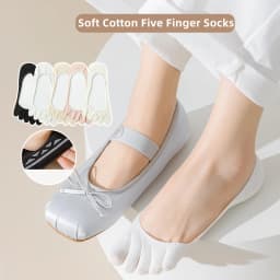 5 Pairs Summer Women Girl Toe Socks Invisible Cotton Solid Shallow Mouth Thin Breathable,Deodorant No Show 5 Finger Socks