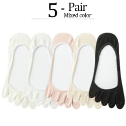 5 Pairs Summer Women Girl Toe Socks Invisible Cotton Solid Shallow Mouth Thin Breathable,Deodorant No Show 5 Finger Socks