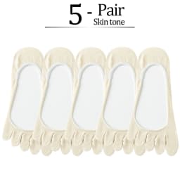 5 Pairs Summer Women Girl Toe Socks Invisible Cotton Solid Shallow Mouth Thin Breathable,Deodorant No Show 5 Finger Socks