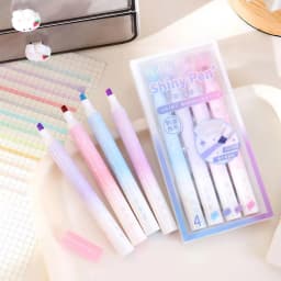 4 Colors/set Shiny Glitter Pens Morandi Color Series High Capacity Highlighter Pens Bling Bling Markers for Journaling Supplies