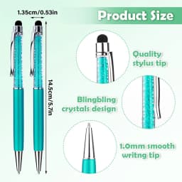 12pcs Crystal Ballpoint Pens Crystal Stylus Pen 2 in 1 Slim Bling Glitter Diamond Ballpoint Pen Stylus Capacitive Writing Pens