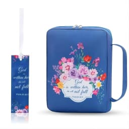 Bible Cover, Bible Cover Women's Bible Bag with Bookmarks Portable Bible Carrying Case for Girls as a Catholic Christian Gift, L